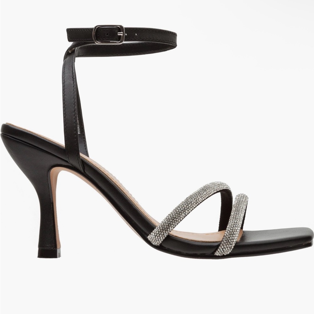 LISA VICKY Gem Crystal Ankle Strap Sandal Black Women's Sandals - Picture 5 of 15